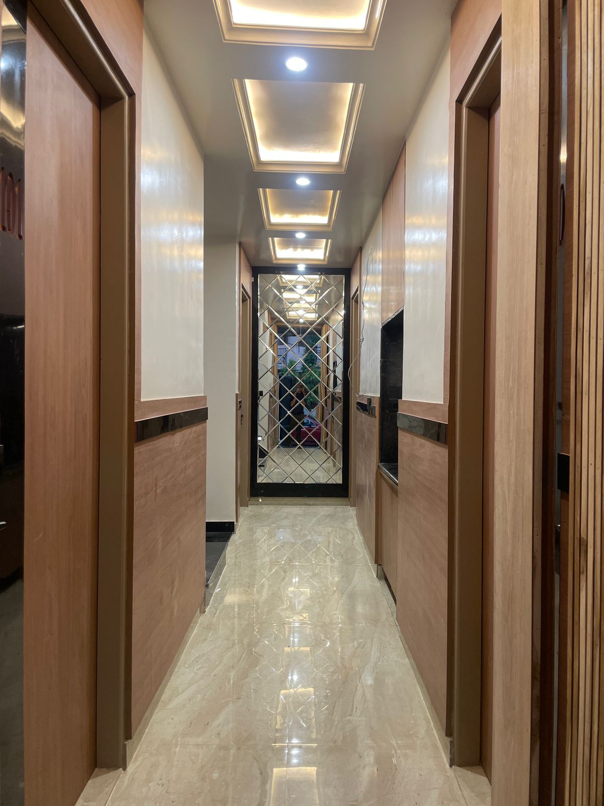 Hallway with Mirrored Door